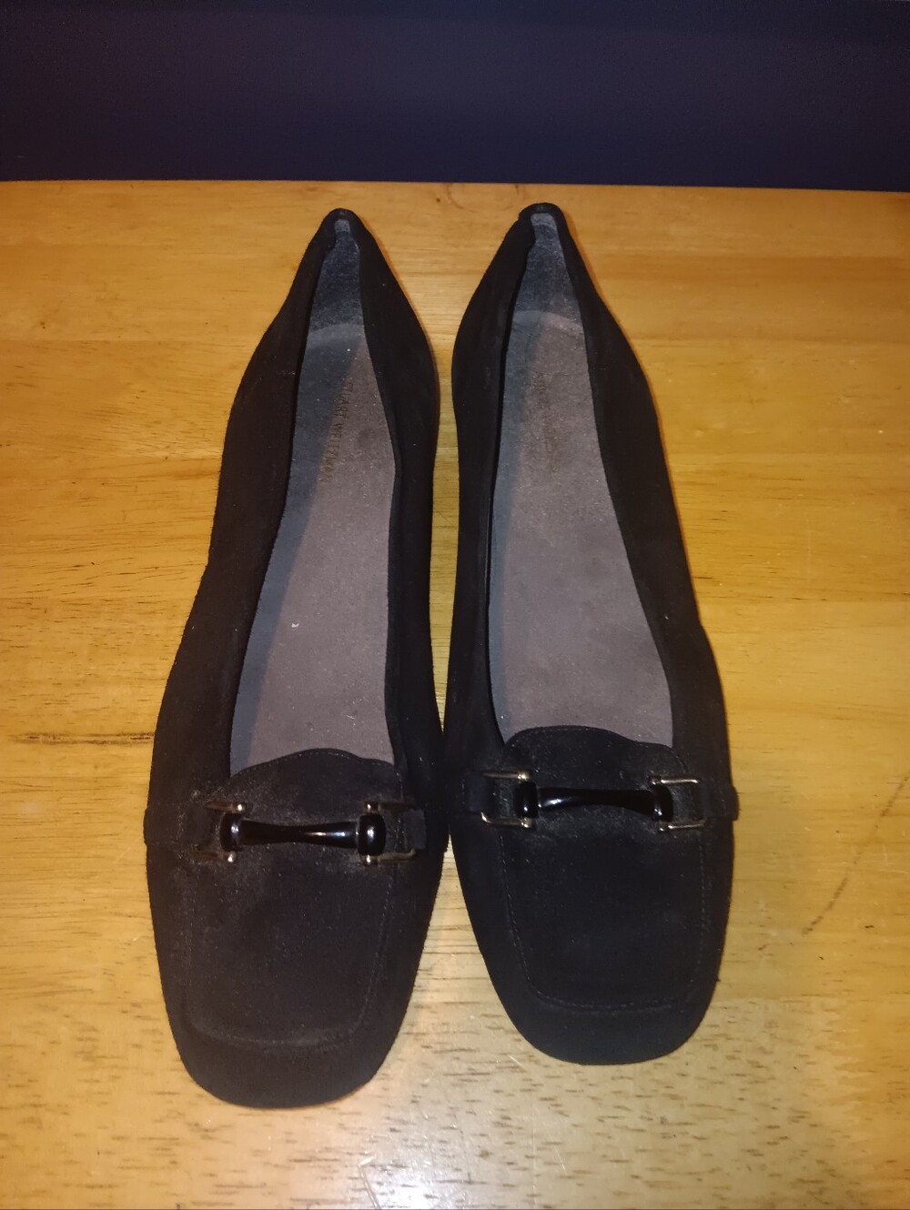 Stuart Weitzman Black Suede Bit Loafers Size 10
